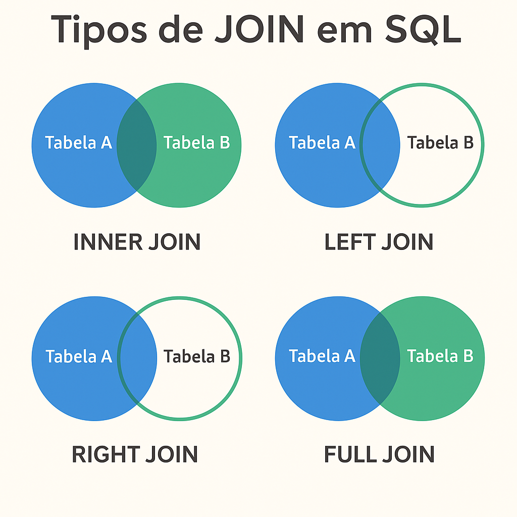 Diagrama explicativo dos tipos de JOIN